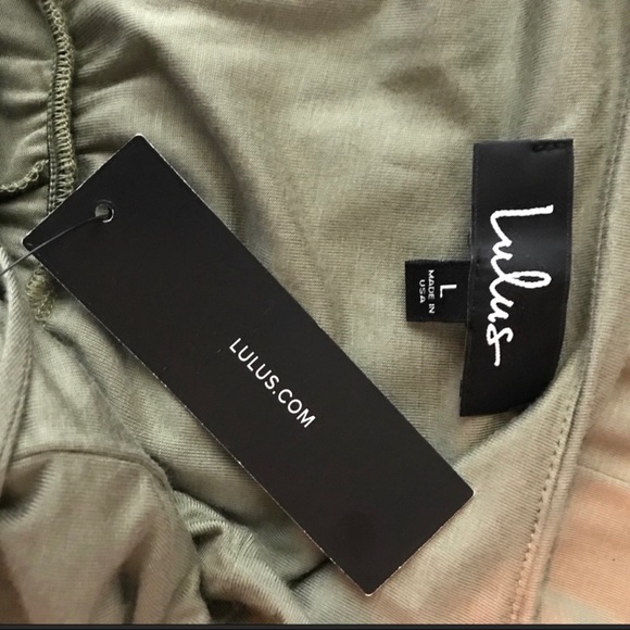 NWT Lulus Watch the Sunset Washed Olive Maxi Dress with spaghetti straps & slit - Picture 14 of 14